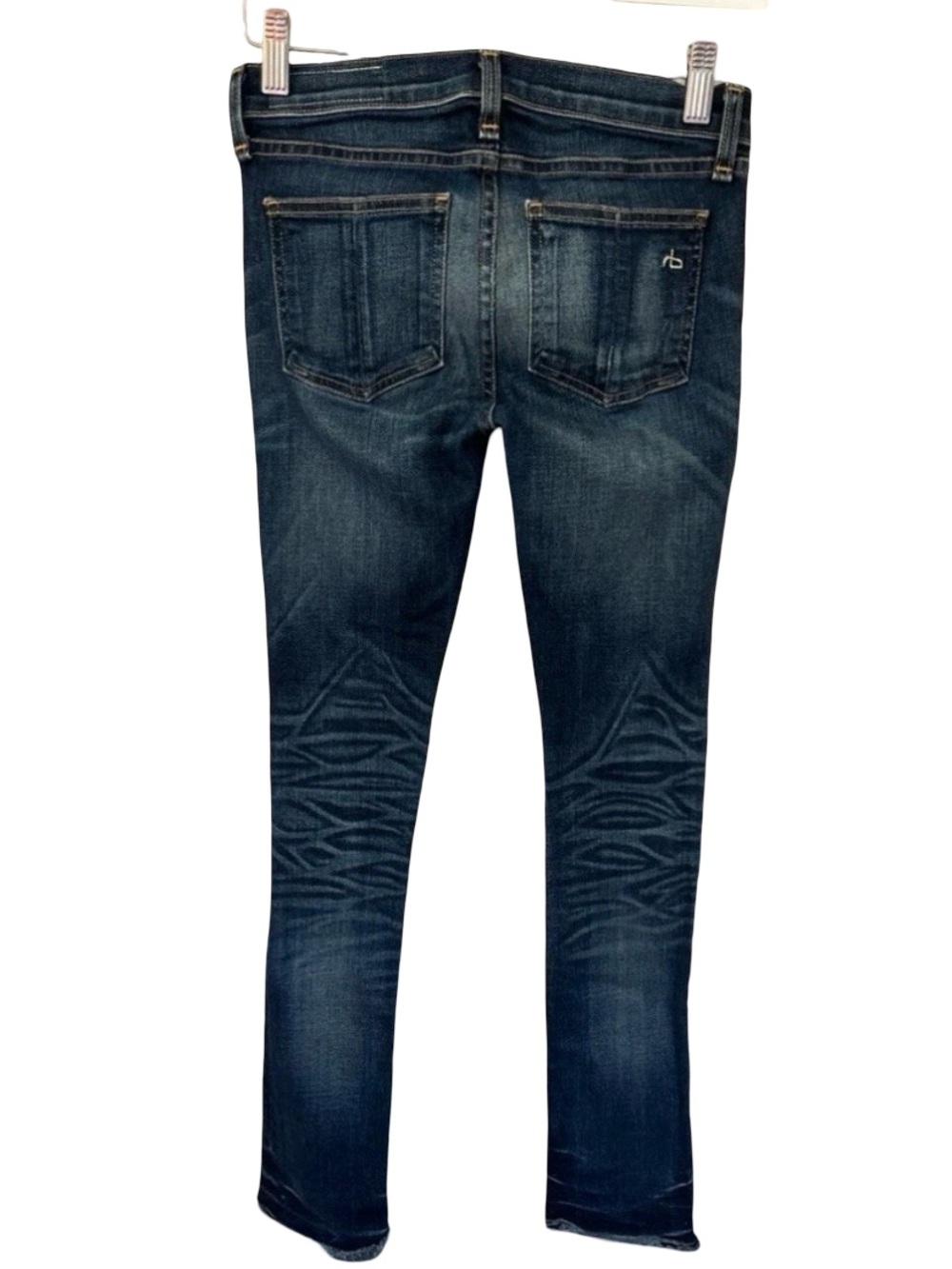Rag & Bone Alderly Crop Skinny Jeans Blue Denim Raw Fray Hem Low Mid Rise 24 EUC - Picture 3 of 9